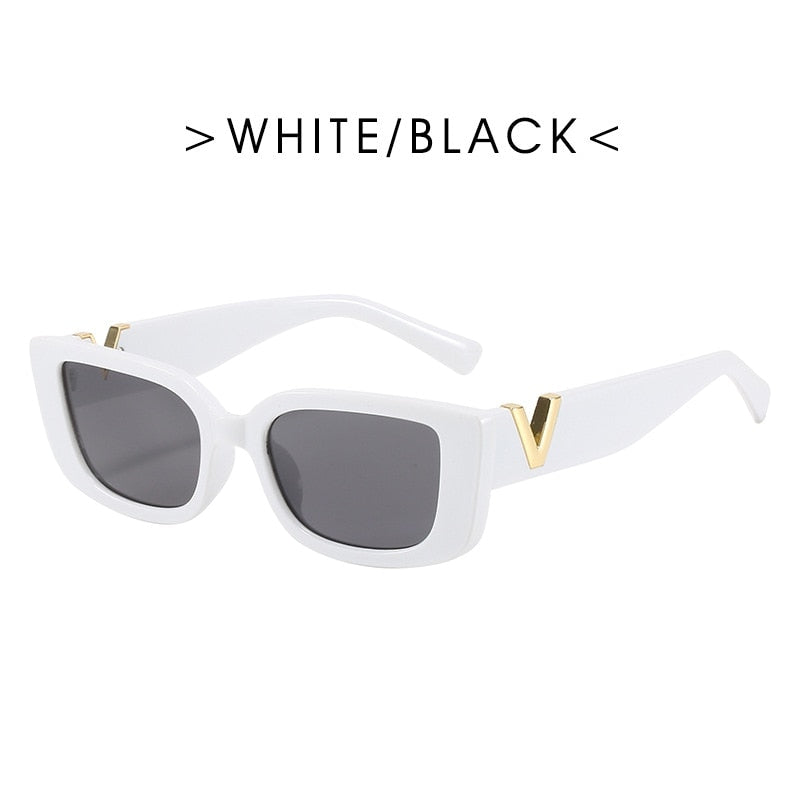 Lunettes de soleil œil de chat pour femmes, verres solaires de luxe V, classiques rectangulaires, à la mode, pour la conduite, UV400