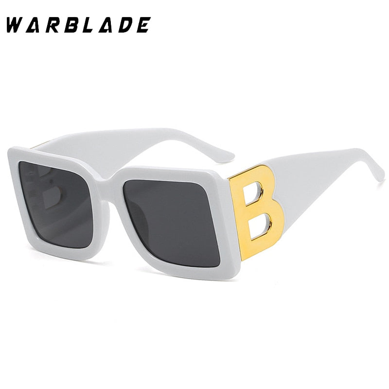 WarBLade-Lunettes de soleil rectangulaires rétro pour hommes et femmes, lunettes de soleil carrées, la lettre B, la mode, la tendance de luxe, 2022