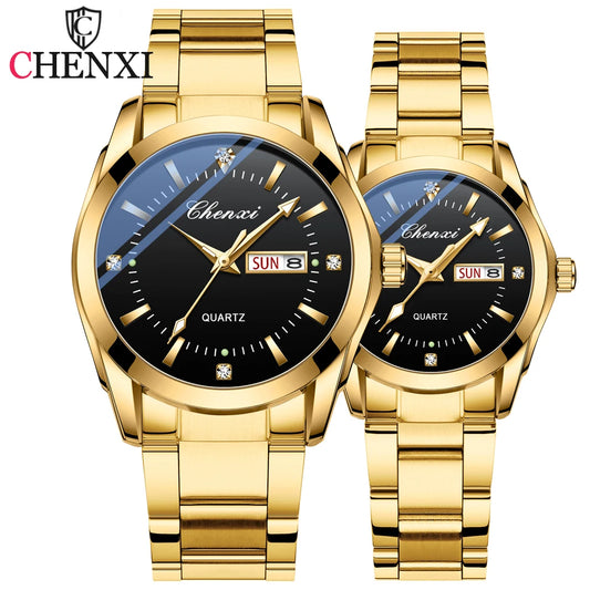 CHENXI -Montres à Quartz d'or pour hommes et femmes