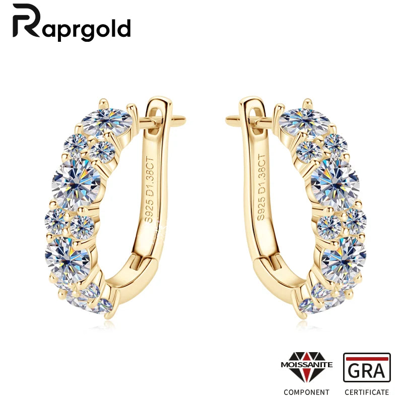 Boucles d'oreilles créoles en forme de U certifiées RAPRGOLD GRA pour femmes