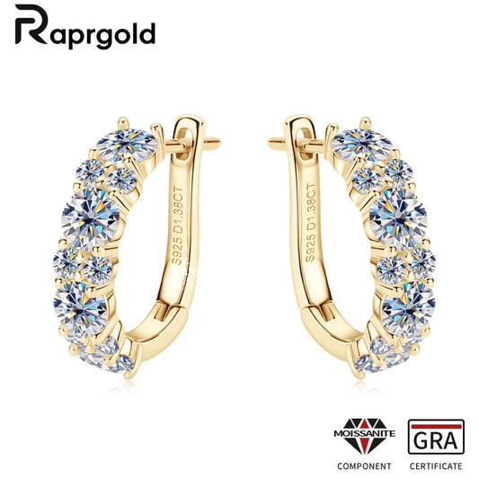 Boucles d'oreilles créoles en forme de U certifiées RAPRGOLD GRA pour femmes