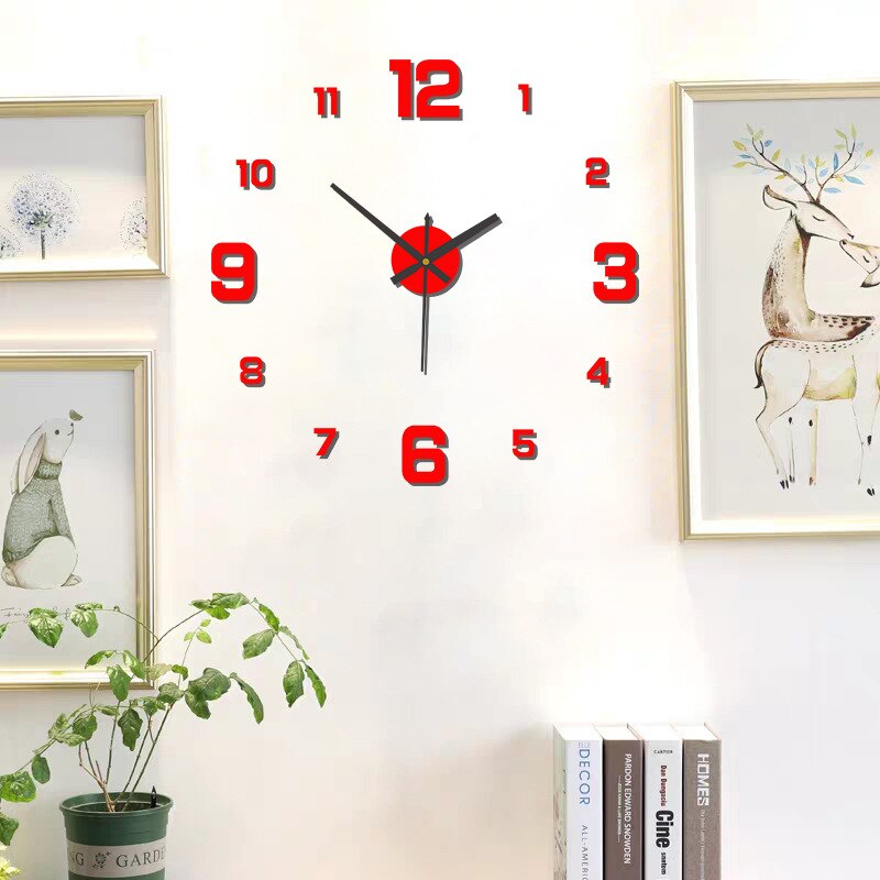 Horloge murale lumineuse 3D sans cadre, autocollants muraux, horloge silencieuse pour la maison, salon, bureau, décor de chambre à coucher