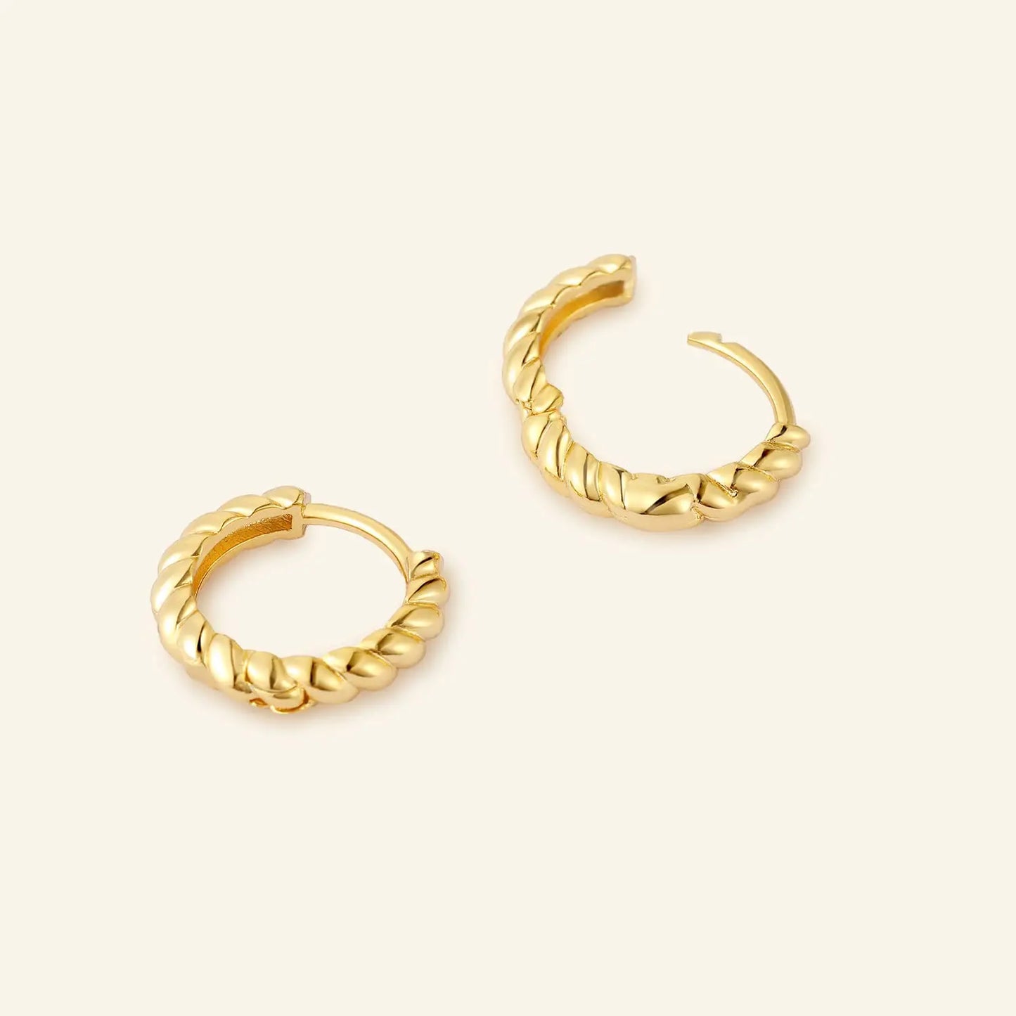 Vonmoos - Boucles d'oreilles twist, plaqué or véritable 14K