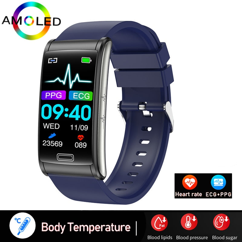 Bracelet connecté ECG + PPG pour hommes, montre intelligente de sport, capteur d'activité physique avec mesure du taux de sucre dans le sang, sans douleur et Non invasif, étanche IP68