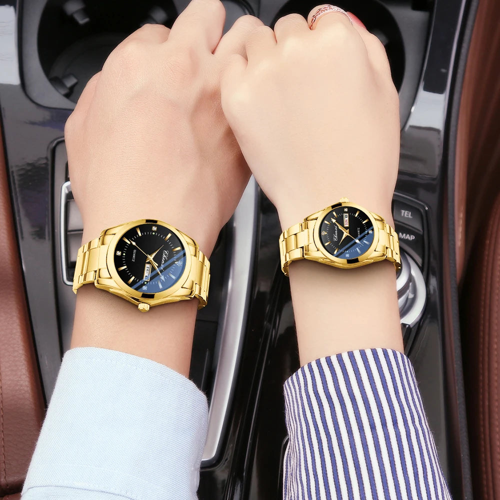 CHENXI -Montres à Quartz d'or pour hommes et femmes