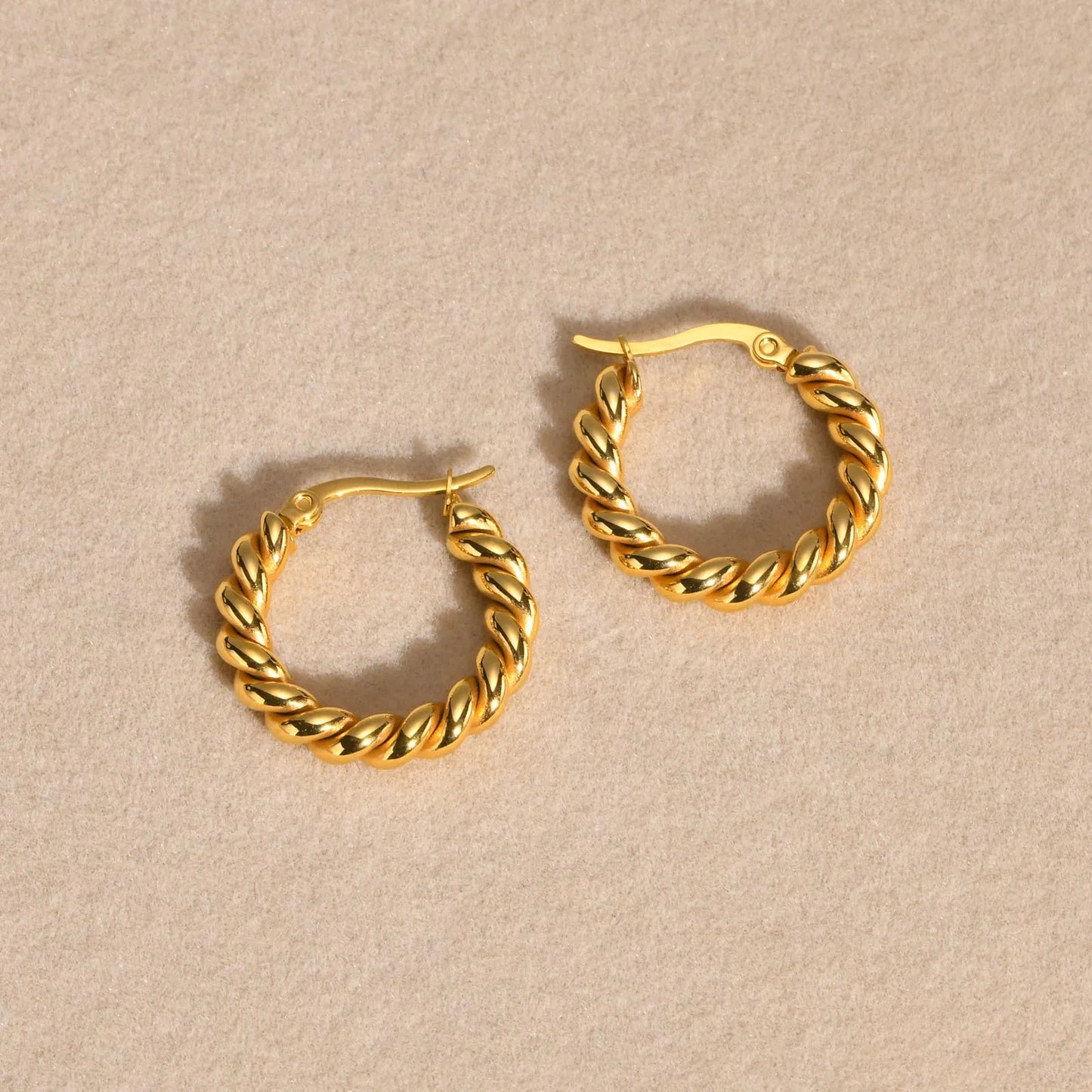 Huggies - boucle d'oreille torsadée en corde, bijoux en acier inoxydable