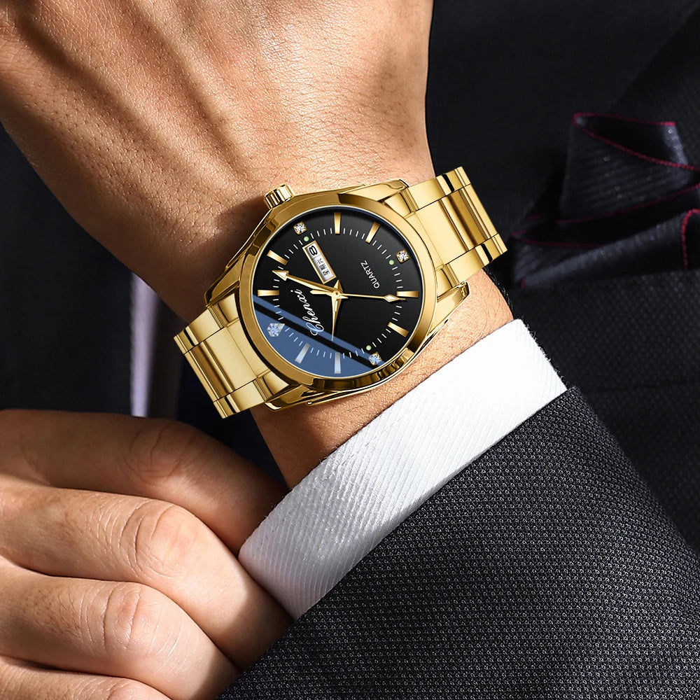 CHENXI -Montres à Quartz d'or pour hommes et femmes