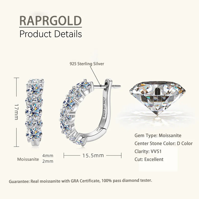 Boucles d'oreilles créoles en forme de U certifiées RAPRGOLD GRA pour femmes