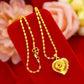 Collier avec pendentif en forme de cœur pour femme, en or véritable, jaune 24 carats, 9999