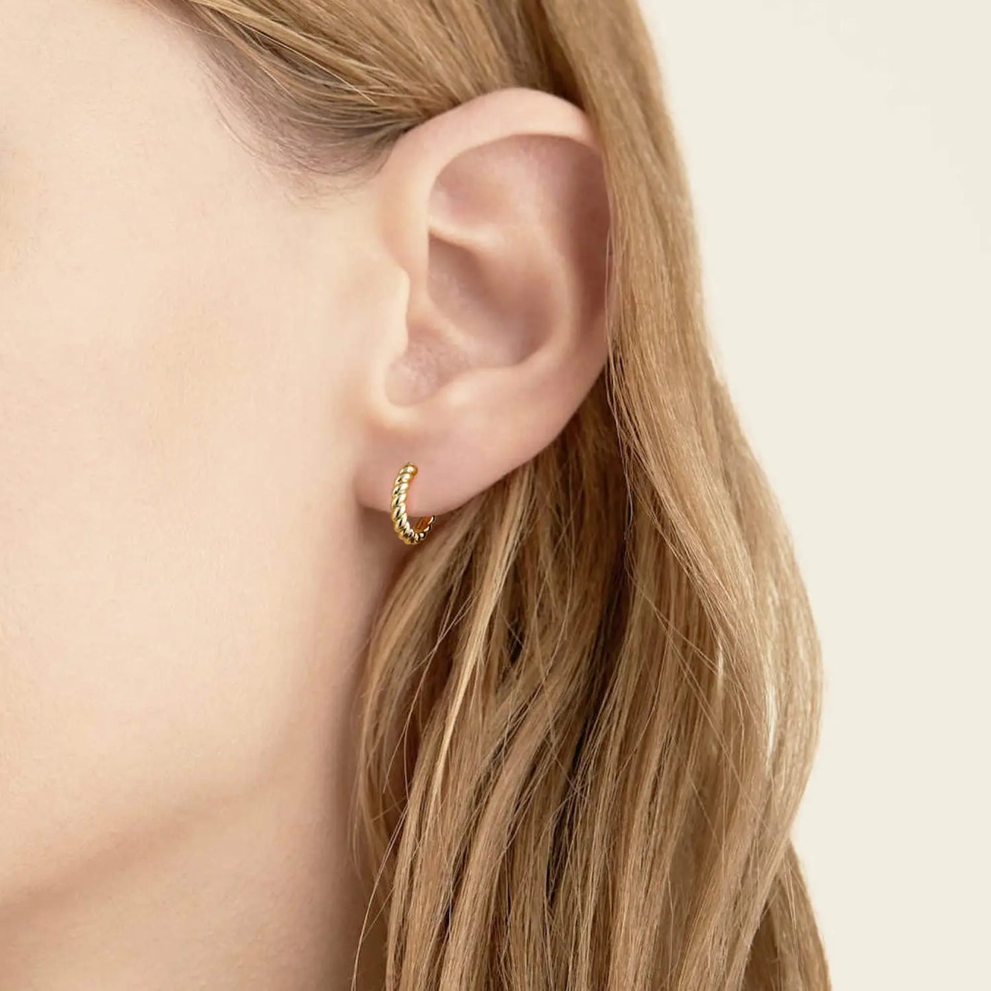 Vonmoos - Boucles d'oreilles twist, plaqué or véritable 14K