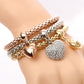 ZOSHI-Bracelets à breloques coeur d'amour en cristal pour femme, plaqué or, théâtre l, bracelets pendentif éléphant, ensemble de bijoux de fête, ensemble de 3 pièces