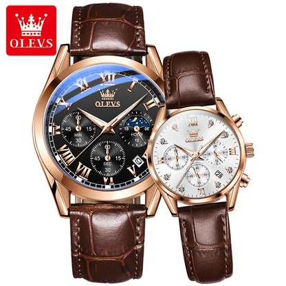 OLEVS – Montre de Couple pour hommes et femmes, cadran lumineux, calendrier, Date, luxe, Quartz, étanche, mode diamant