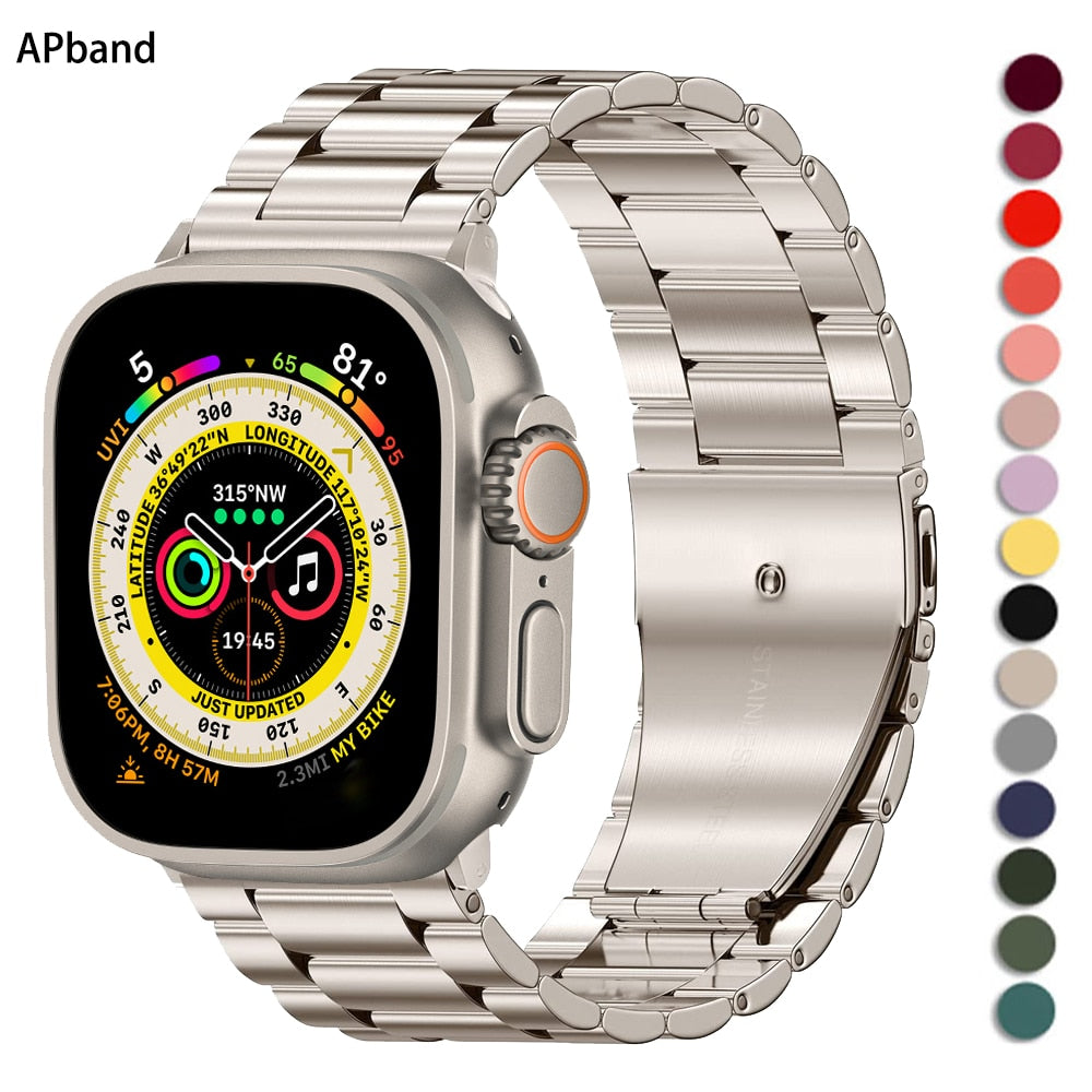 Montre Bracelet en acier inoxydable pour Apple Watch Ultra, Bracelet en métal de 49mm, iwatch 7 6 5 4 3 SE 8 45mm 41mm 38mm 40mm 44mm