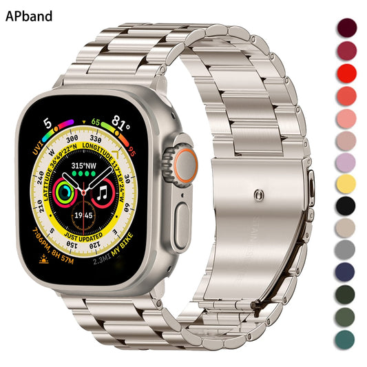 Montre Bracelet en acier inoxydable pour Apple Watch Ultra, Bracelet en métal de 49mm, iwatch 7 6 5 4 3 SE 8 45mm 41mm 38mm 40mm 44mm