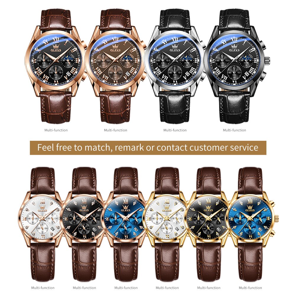 OLEVS – Montre de Couple pour hommes et femmes, cadran lumineux, calendrier, Date, luxe, Quartz, étanche, mode diamant