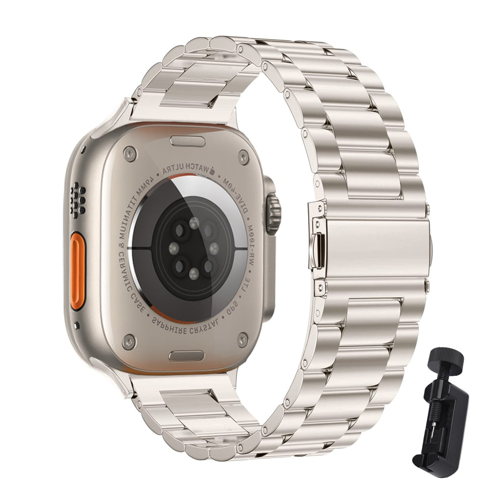 Montre Bracelet en acier inoxydable pour Apple Watch Ultra, Bracelet en métal de 49mm, iwatch 7 6 5 4 3 SE 8 45mm 41mm 38mm 40mm 44mm