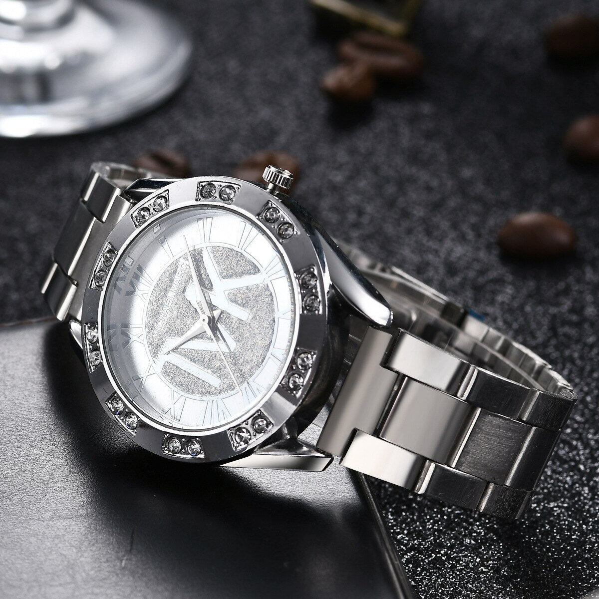 TVK – Montre-Bracelet de luxe pour femmes, en acier inoxydable doré et diamant, à Quartz