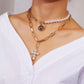 Delysia – collier pull Vintage pour femmes, incrusté de perles artificielles, pendentif croisé, sceau d'originalité