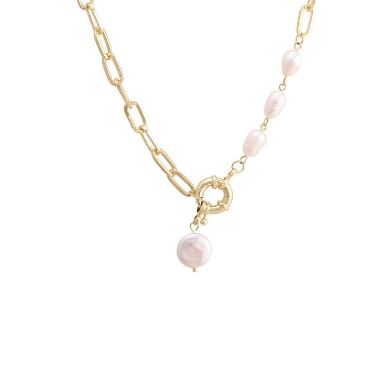 Collier ras du cou en perle pour femme, pendentif forme de monnaie