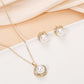 Ensemble de collier de perles plaqué or pour femme, goujon de boucle d'oreille, pendentif en pierre de cristal