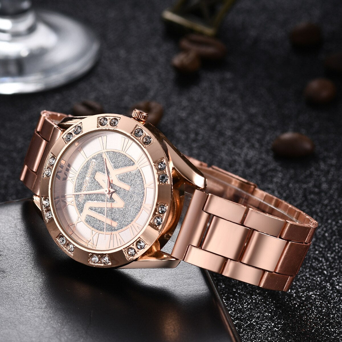 TVK – Montre-Bracelet de luxe pour femmes, en acier inoxydable doré et diamant, à Quartz