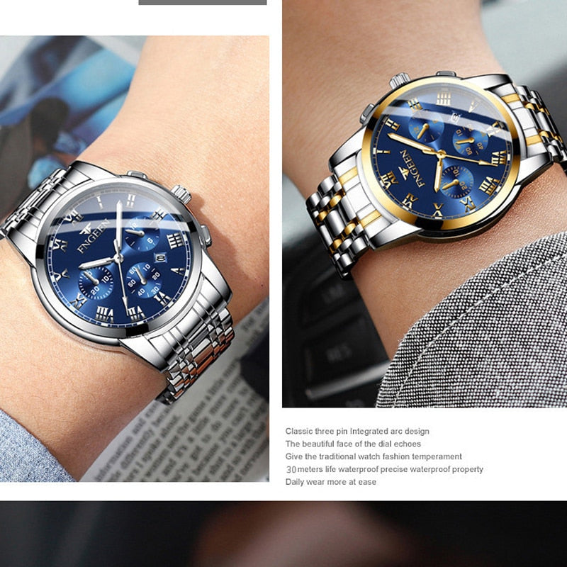 Montre de Luxe en Acier Inoxydable pour Homme et Femme, à Quartz
