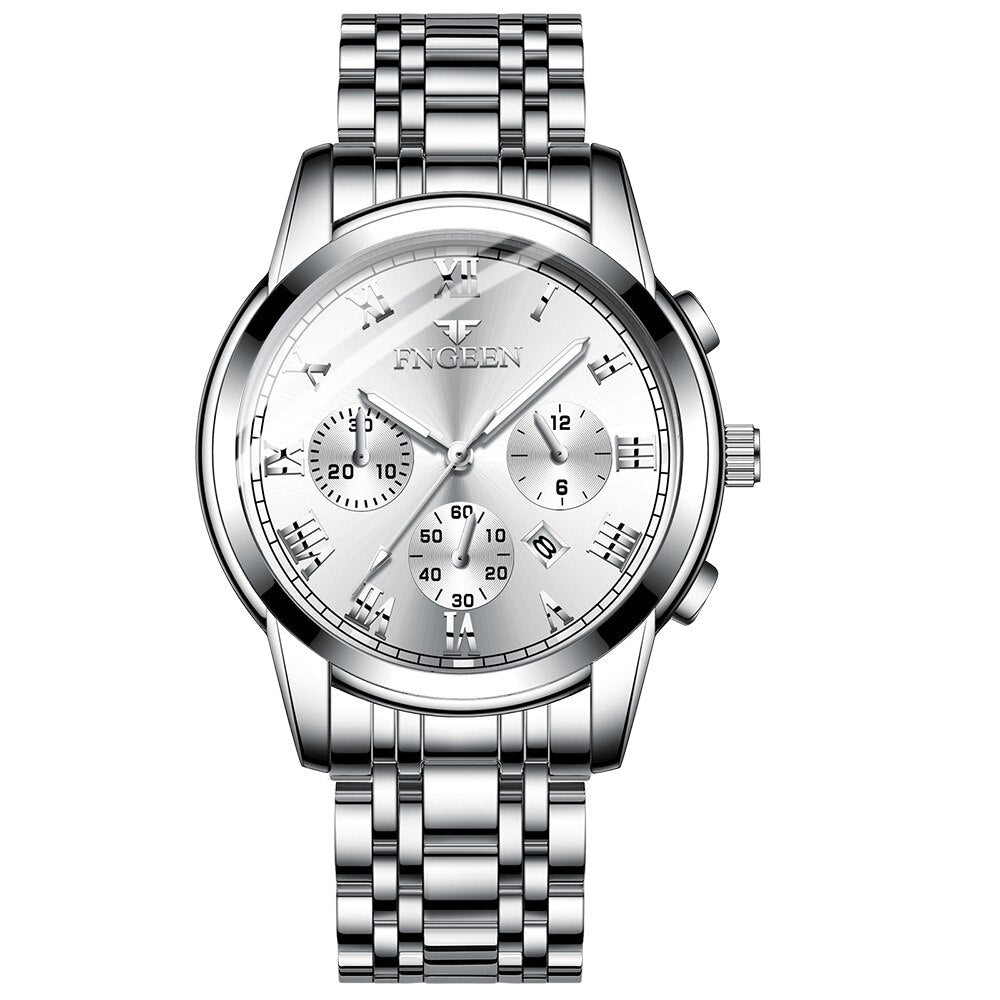 Montre de Luxe en Acier Inoxydable pour Homme et Femme, à Quartz