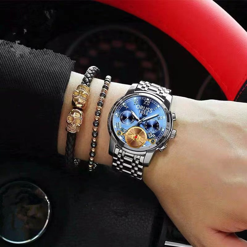 Montre à Quartz pour hommes, avec mouvement automatique, lumineux, étanche, pointeur rond, verre, calendrier, Business