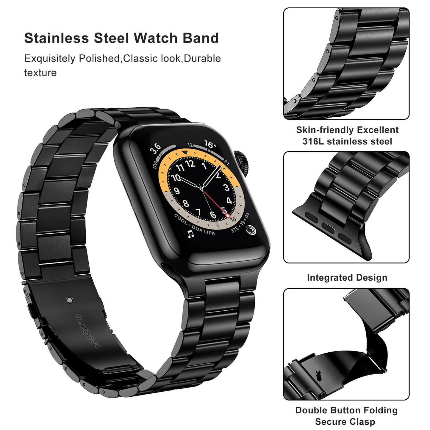 Montre Bracelet en acier inoxydable pour Apple Watch Ultra, Bracelet en métal de 49mm, iwatch 7 6 5 4 3 SE 8 45mm 41mm 38mm 40mm 44mm