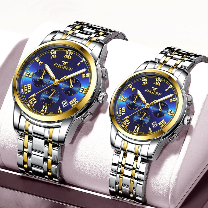 Montre de Luxe en Acier Inoxydable pour Homme et Femme, à Quartz