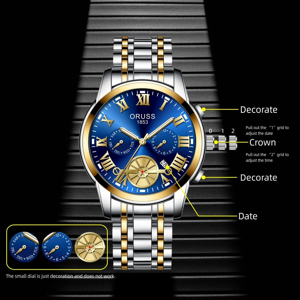 Montre à Quartz pour hommes, avec mouvement automatique, lumineux, étanche, pointeur rond, verre, calendrier, Business