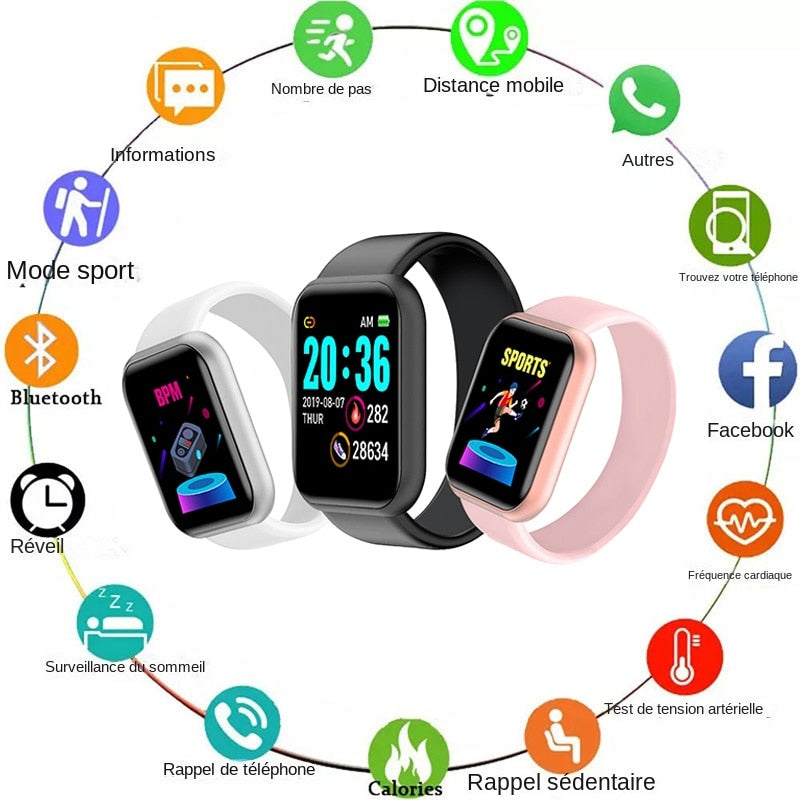 Montre fréquence cardiaque pression artérielle Sports Bluetooth homme, femme