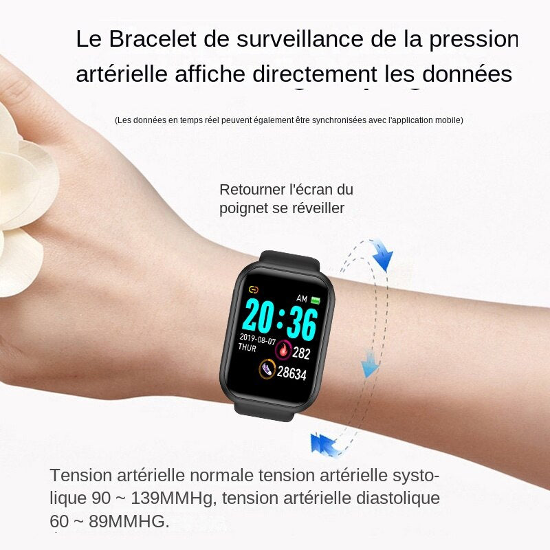 Montre fréquence cardiaque pression artérielle Sports Bluetooth homme, femme